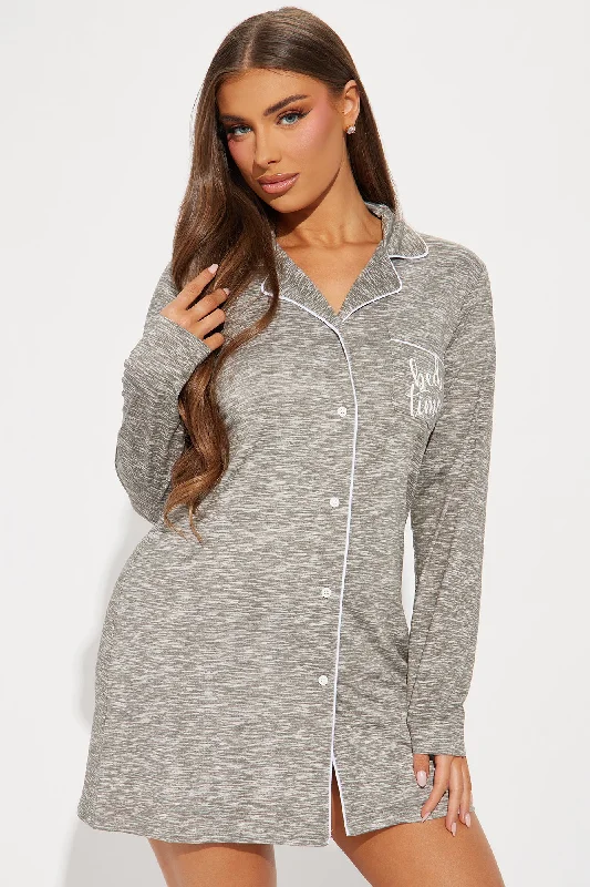 Bed Time PJ Sleep Shirt - Grey