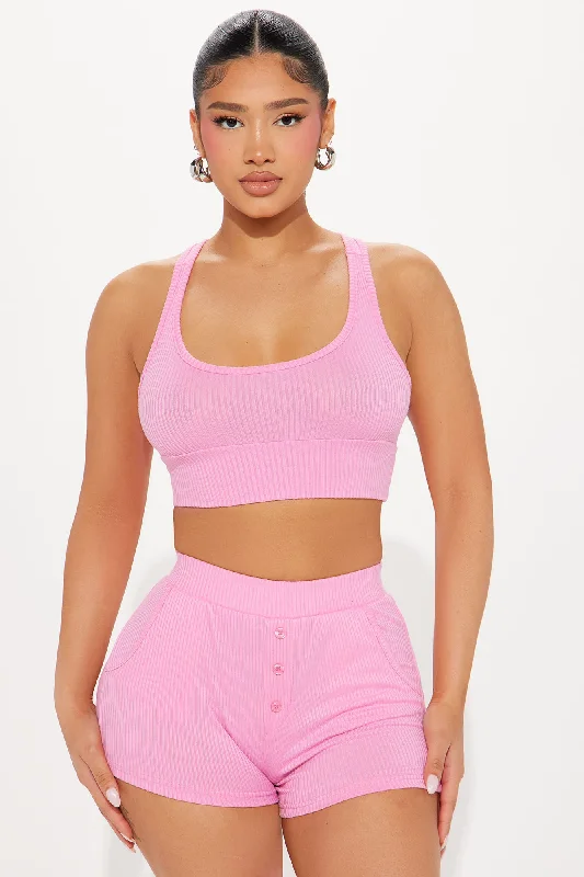 Choosing Comfort Ribbed PJ Short Set - Pink