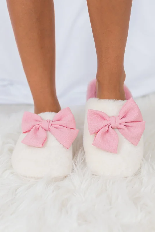 Fur Bow Slippers