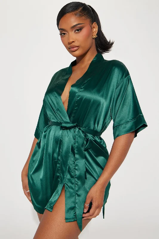 Getting Ready For You Satin Robe - Green