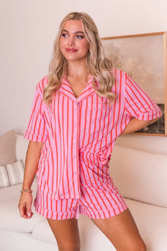 Good To Get Away In Pinstripe Parade Stripe Bamboo Pajama Top