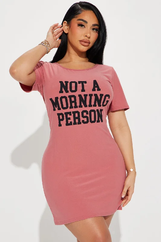 Not A Morning Person PJ Sleep Shirt - Mauve