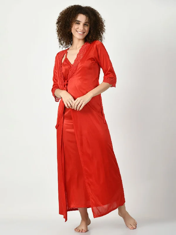 Women's Satin Red Nightdress - Legit Affair