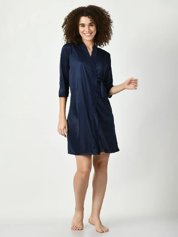 Women's Satin Blue Nightdress - Legit Affair