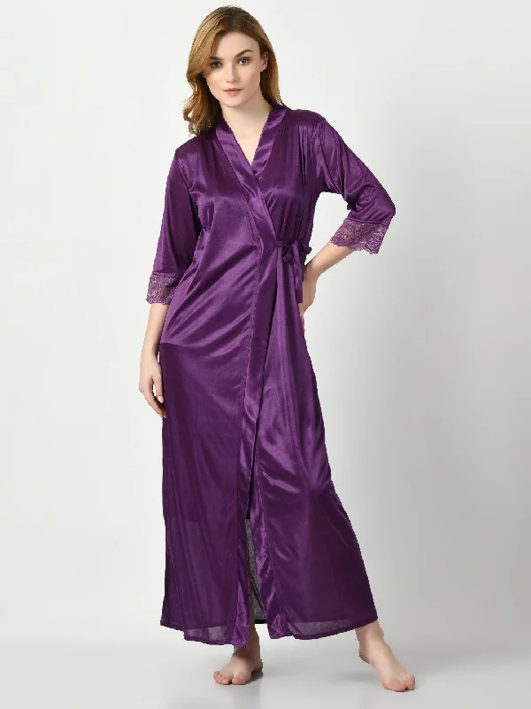 Women's Satin Purple Nightdress - Legit Affair