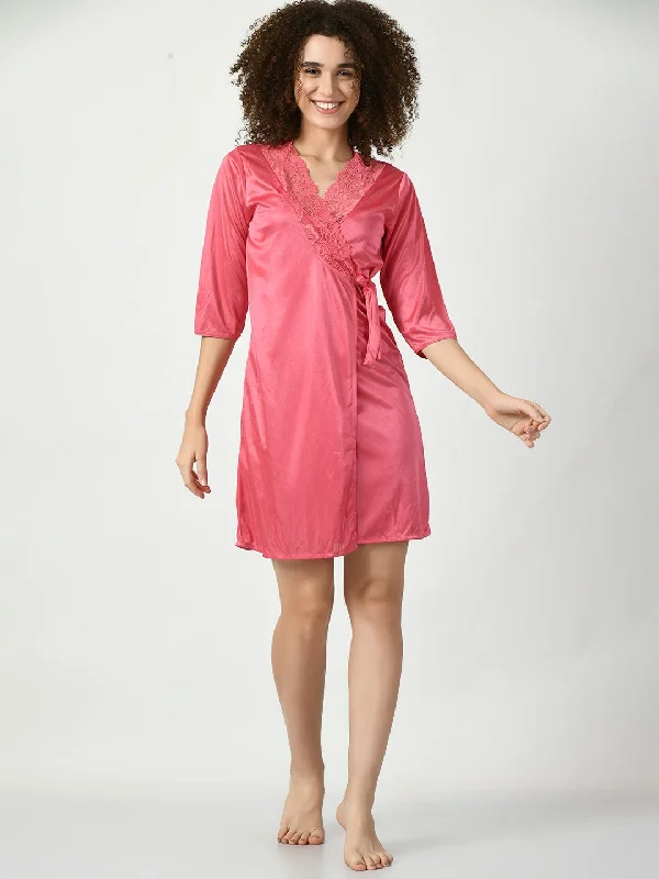 Women's Satin Pink Nightdress - Legit Affair