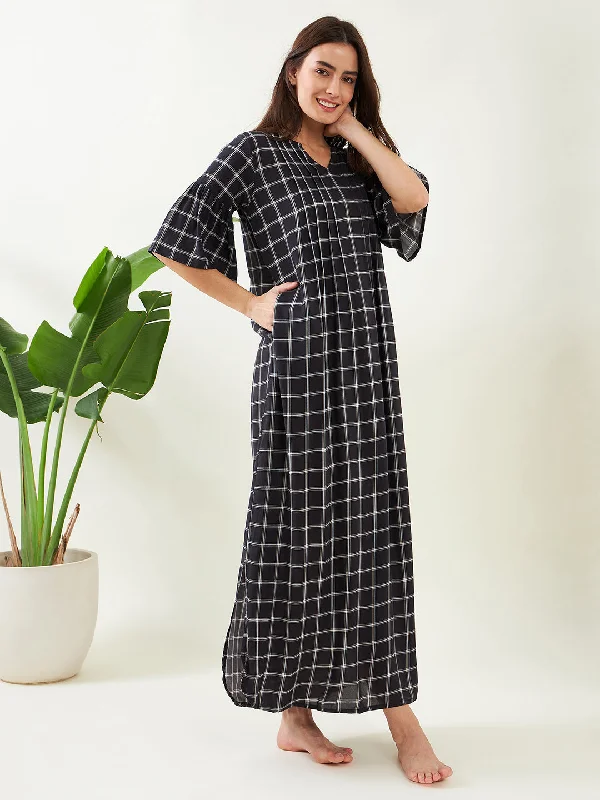 Black Checks Nightdress