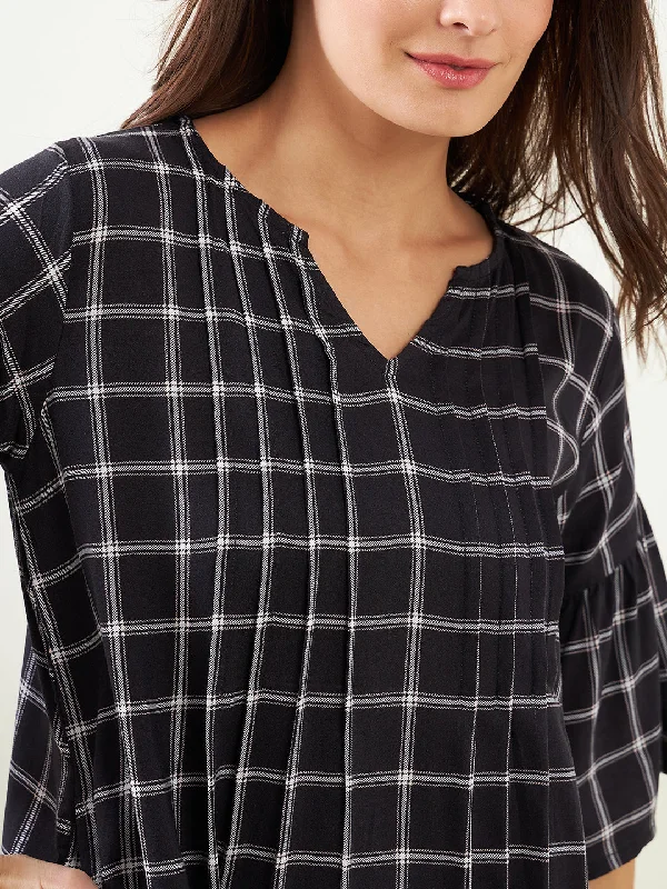 Black Checks Nightdress