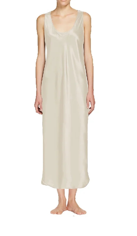 Ginia 100% Silk Nightgown with Round Neck in Creme 5010 SALE