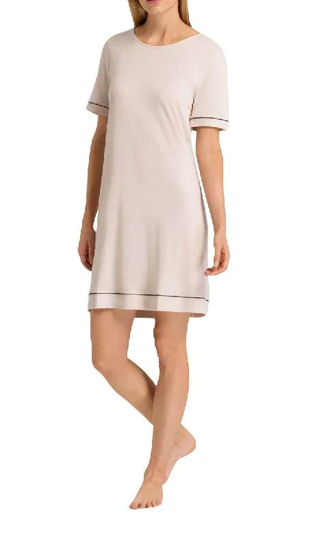 Hanro 100% Modal Nightgown with Short Sleeve Almond Natural Comfort 7963 SALE