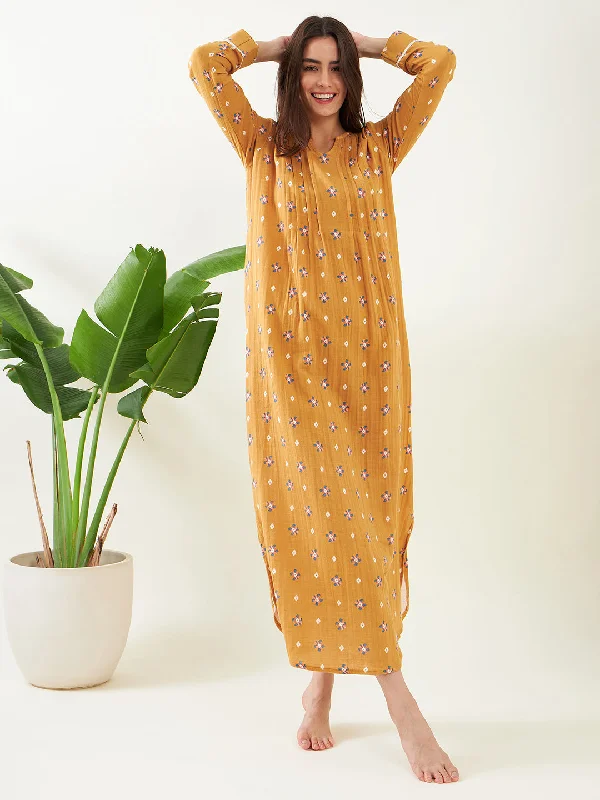 Mustard Bloom Delight Nightdress