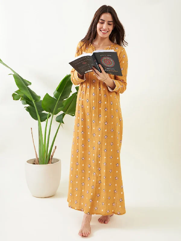 Mustard Bloom Delight Nightdress