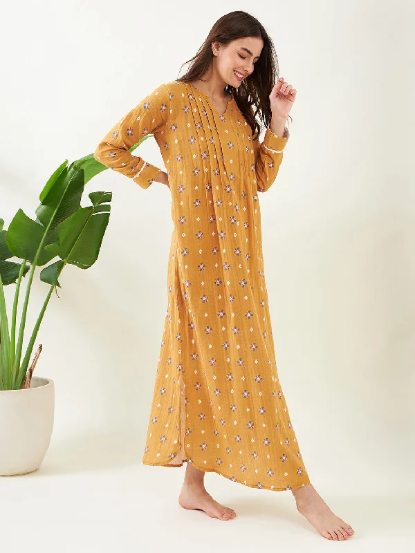 Mustard Bloom Delight Nightdress