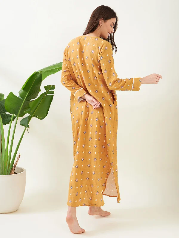 Mustard Bloom Delight Nightdress