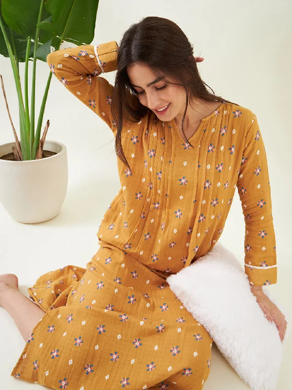 Mustard Bloom Delight Nightdress