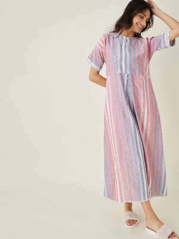 Pink Serene Striped Lounge Dress