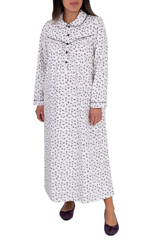 Schrank 100% Cotton Flannelette Nightgown With Collar In Ivory SK612B