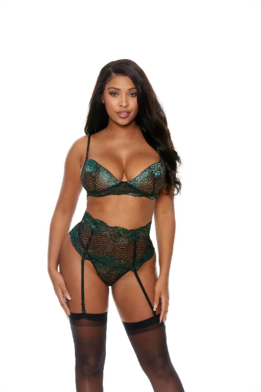 Embroidered Lace Bralette Set