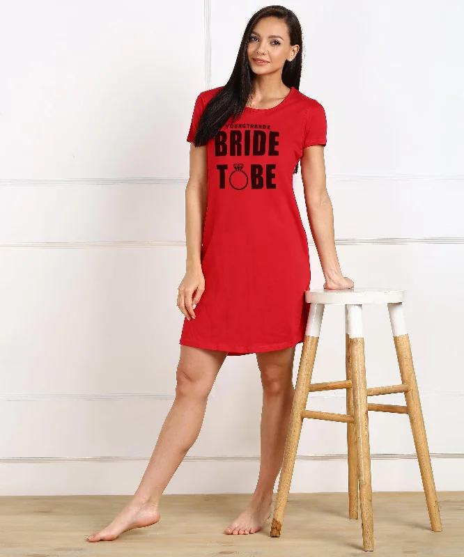 Womens Printed Half Sleeve NightDress - Bride Squad