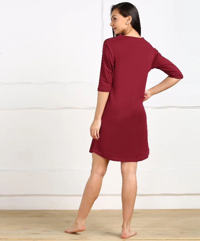 Womens Plain Full sleeve Night Dress