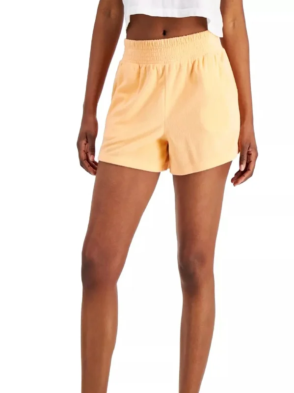 Women's Smocked-Waist Textured Sleepwear Short,Orange