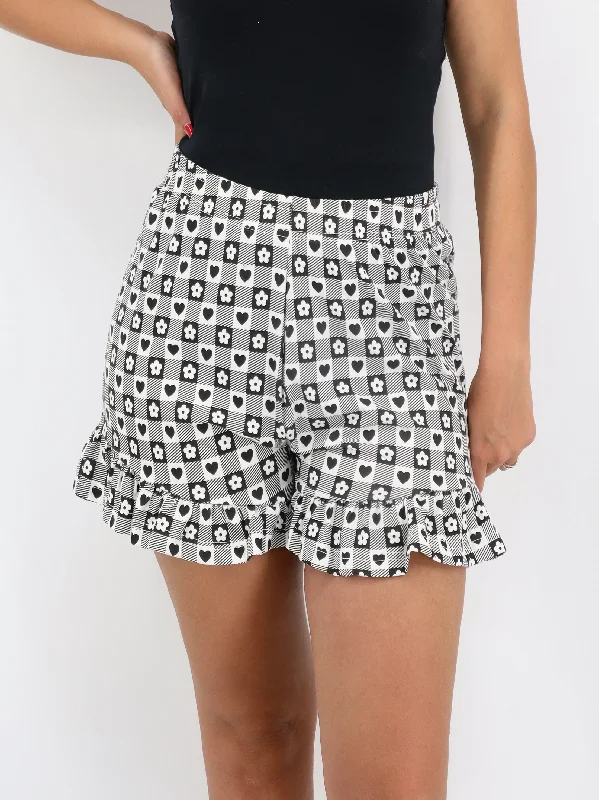 Women's Printed Sleepwear Short,Black/White