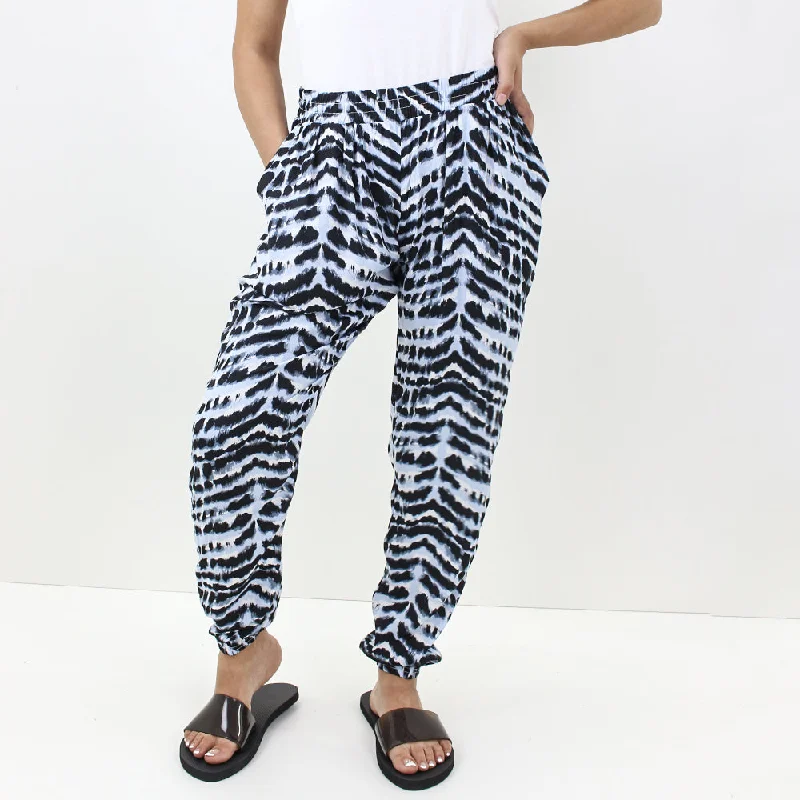 Women's Printed Sleepwear Pant,Light Blue/Black