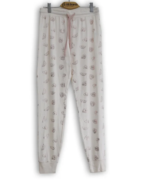 Women's Graphic Printed Sleepwear Pant,Light Beige