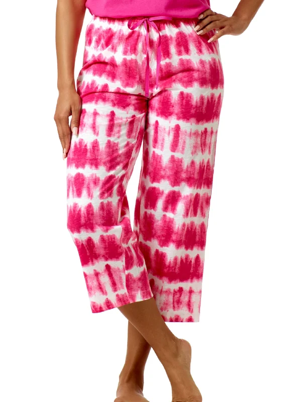 Women's Tie Die Capri Pajamas Pant,Fuschia