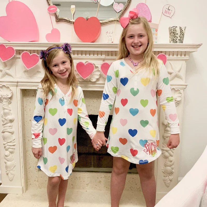 Monogram Girls Rainbow Heart Nightgown