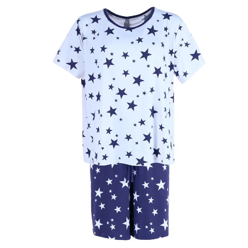 PJ Couture Women's Plus Size Star Print Short Pajama Set