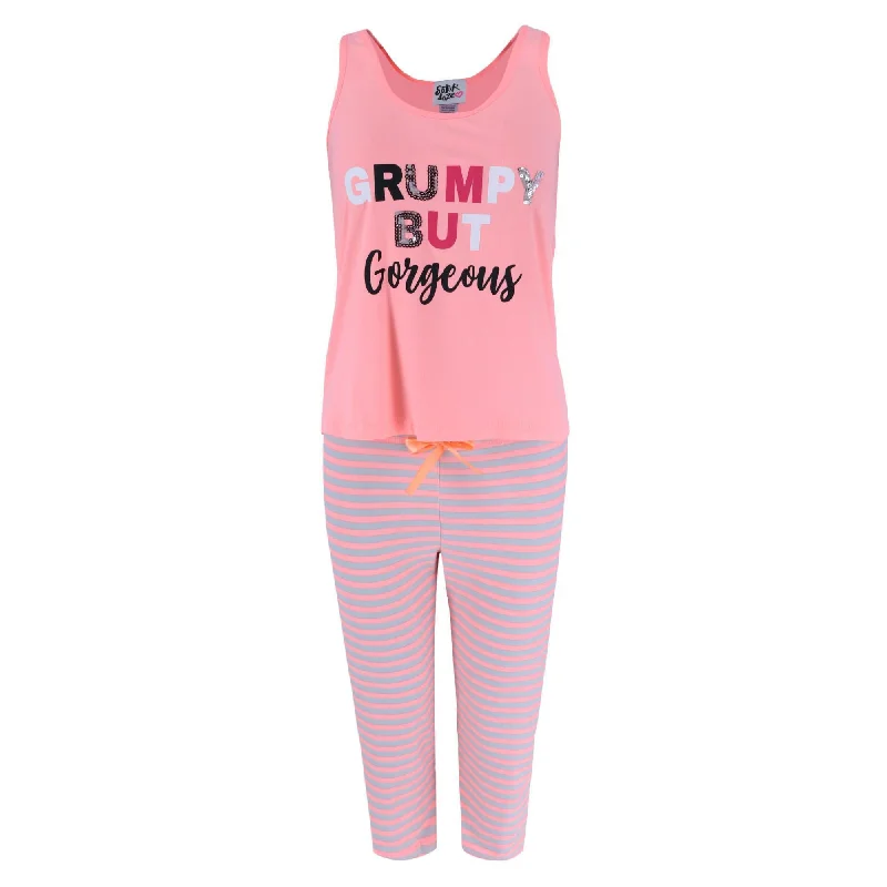 Saturdaze Women's Plus Size Grumpy Gorgeous Tank Top and Capri Set