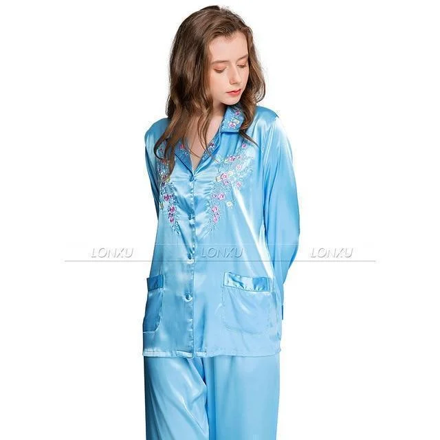 Sleepwear-Women's Silk Pajama, Embroidered