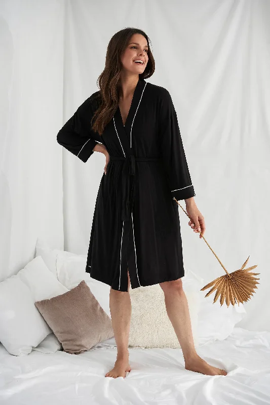 Bamboo Kimono Robe in Black