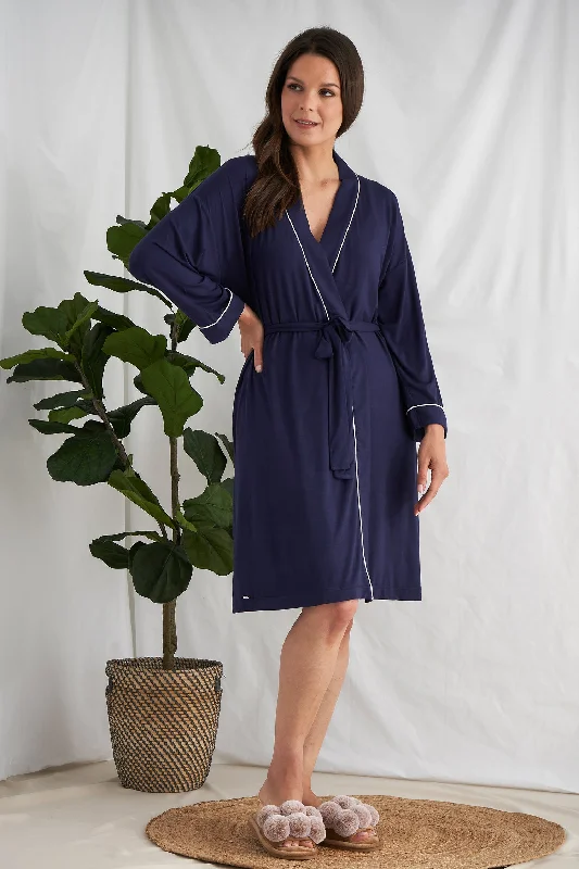 Bamboo Kimono Robe in Midnight