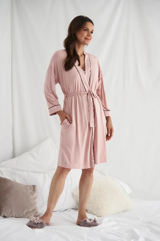 Bamboo Kimono Robe in Pink