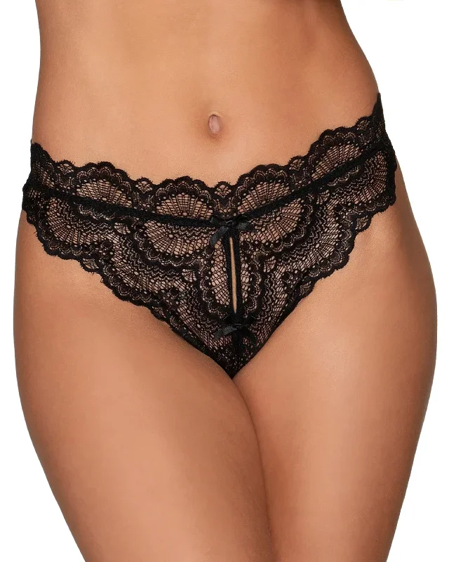 Dreamgirl Lace Tanga Open Crotch Panty with Open Back Detail