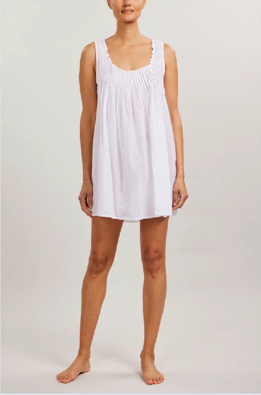 Sleeveless Pintuck Nightie - White