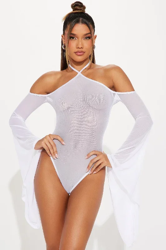 Caught In A Whirlwind Mesh Dance Bodysuit - White