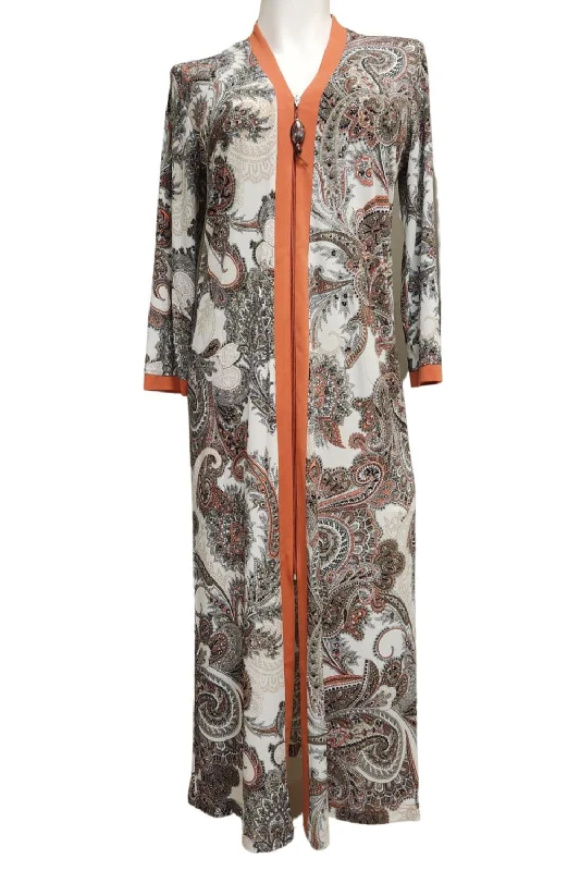 Diamond Tea Printed Zip Robe 23975 Terracotta