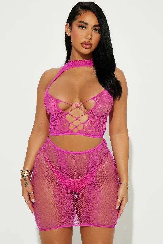 Feel The Heat 2 Piece Bodystocking Set - Pink