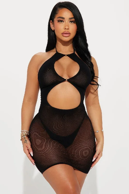 Follow My Lead Dress Bodystocking - Black