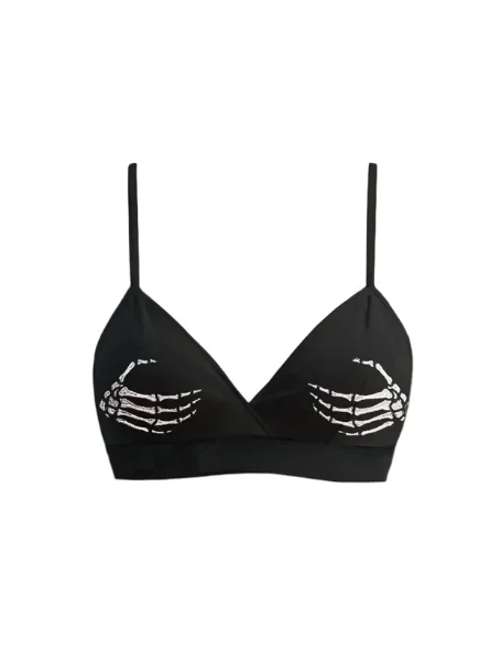 Glow in the Dark Skeleton Black Bralette