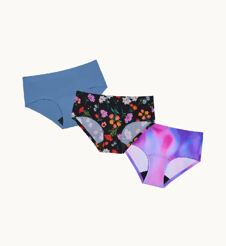 (Kit Item) Leakproof Underwear 7-Pack Night Glow/Botanical/Thistle 3-Pack | Boyshort