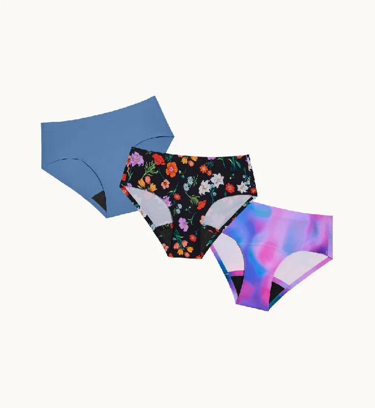 (Kit Item) Super Leakproof Underwear 7-Pack Night Glow/Botanical/Thistle 3-Pack | Boyshort