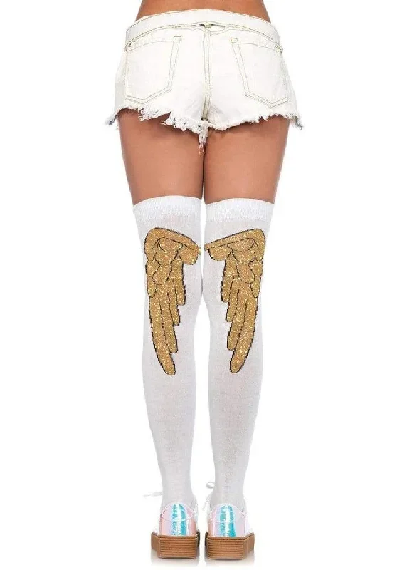 Leg Avenue Lurex Angel Wing Over The Knee Socks