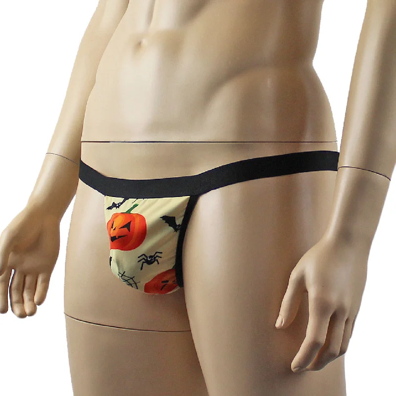 mens-halloween-pumpkin-faces-spiders-and-bats-g-string-thong-with-elastic-band