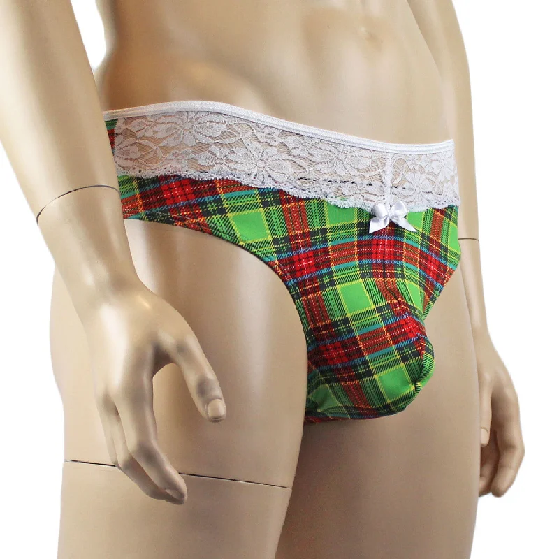 mens-plaid-tartan-high-waist-thong-with-lace-green-and-red