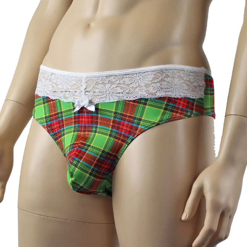 mens-plaid-tartan-high-waist-thong-with-lace-green-and-red