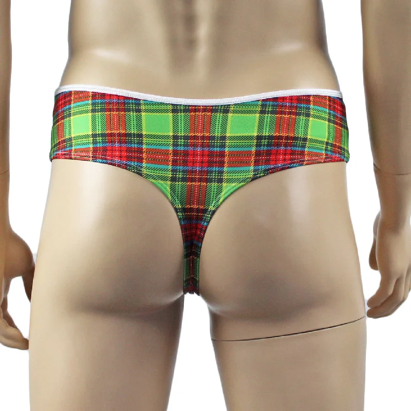 mens-plaid-tartan-high-waist-thong-with-lace-green-and-red